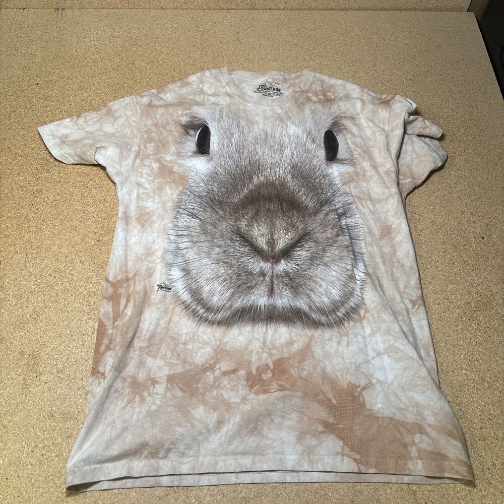 The Mountain Bunny Rabbit Face Shirt 2XL Beige Tie Dye Animal Graphic T D2
